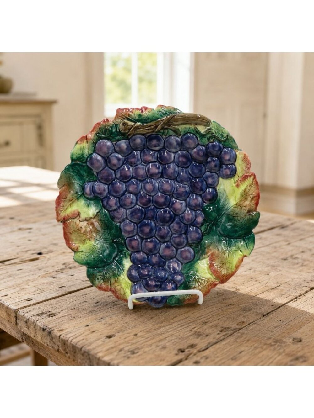 Fitz and Floyd Grape Arbor Ironstone 3D Wall Plate Grapes Vintage 10"